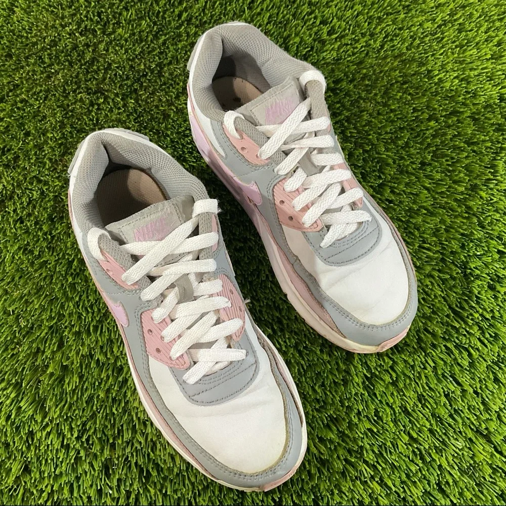Nike Air Max 90 LTR GS Grey Pink Womens Kids Girls Lifestyle  CD6864-002 Sz 6.5